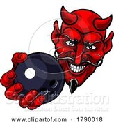 Vector Illustration of Devil Ten Pin Bowling Ball Sports Mascot by AtStockIllustration