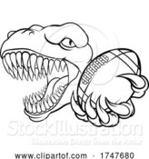 Vector Illustration of Dinosaur American Football Animal Sports Mascot by AtStockIllustration