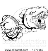 Vector Illustration of Dinosaur American Football Animal Sports Mascot by AtStockIllustration