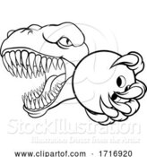 Vector Illustration of Dinosaur Bowling Player Animal Sports Mascot by AtStockIllustration