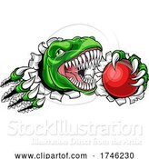 Vector Illustration of Dinosaur Cricket Player Animal Sports Mascot by AtStockIllustration