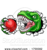 Vector Illustration of Dinosaur Cricket Player Animal Sports Mascot by AtStockIllustration