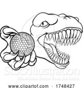 Vector Illustration of Dinosaur Golf Player Animal Sports Mascot by AtStockIllustration