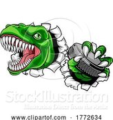 Vector Illustration of Dinosaur Ice Hockey Player Animal Sports Mascot by AtStockIllustration