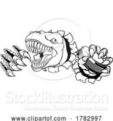 Vector Illustration of Dinosaur Ice Hockey Player Animal Sports Mascot by AtStockIllustration