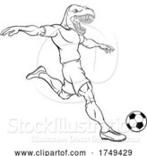 Vector Illustration of Dinosaur Soccer Football Player Sports Mascot by AtStockIllustration