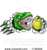 Vector Illustration of Dinosaur Tennis Player Animal Sports Mascot by AtStockIllustration