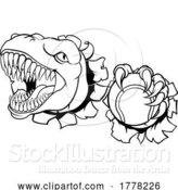 Vector Illustration of Dinosaur Tennis Player Animal Sports Mascot by AtStockIllustration