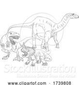 Vector Illustration of Dinosaurs in Outline by AtStockIllustration