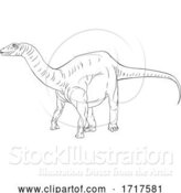Vector Illustration of Diplodocus Dinosaur Black and White by AtStockIllustration
