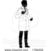 Vector Illustration of Doctor Guy and Clipboard Medical Silhouette Person by AtStockIllustration