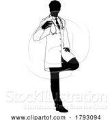 Vector Illustration of Doctor Guy and Clipboard Medical Silhouette Person by AtStockIllustration