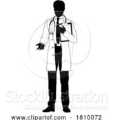 Vector Illustration of Doctor Guy and Clipboard Medical Silhouette Person by AtStockIllustration