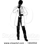 Vector Illustration of Doctor Guy Medical Silhouette Healthcare Person by AtStockIllustration