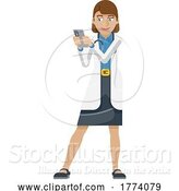 Vector Illustration of Doctor Holding Mobile Phone Character by AtStockIllustration