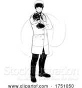 Vector Illustration of Doctor in PPE Mask Pointing Needs You Silhouette by AtStockIllustration