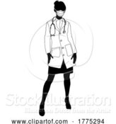 Vector Illustration of Doctor Lady Medical Silhouette Healthcare Person by AtStockIllustration