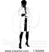 Vector Illustration of Doctor Lady Medical Silhouette Healthcare Person by AtStockIllustration