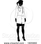 Vector Illustration of Doctor Lady Medical Silhouette Healthcare Person by AtStockIllustration