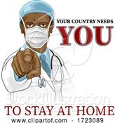 Vector Illustration of Doctor Needs You to Stay Home Pointing Poster by AtStockIllustration