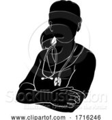 Vector Illustration of Doctor Nurse Lady Scrubs Silhouette by AtStockIllustration