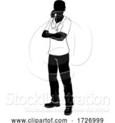 Vector Illustration of Doctor Nurse Lady Scrubs Silhouette by AtStockIllustration