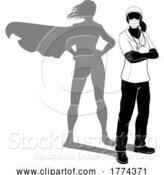 Vector Illustration of Doctor Nurse Lady Silhouette Mask Super Hero by AtStockIllustration