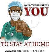 Vector Illustration of Doctor Nurse Needs You Stay Home Pointing Poster by AtStockIllustration