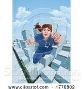 Vector Illustration of Doctor Nurse Scrubs Superhero Flying Super Hero by AtStockIllustration