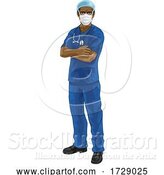 Vector Illustration of Doctor or Nurse in Scrubs Uniform and Medical PPE by AtStockIllustration