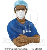 Vector Illustration of Doctor or Nurse in Scrubs Uniform and Medical PPE by AtStockIllustration