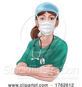 Vector Illustration of Doctor or Nurse Lady in Medical Scrubs Unifrom by AtStockIllustration