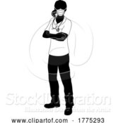 Vector Illustration of Doctor or Nurse Lady Medical Silhouette Person by AtStockIllustration