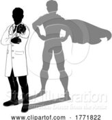 Vector Illustration of Doctor Ponting Silhouette Super Hero Shadow by AtStockIllustration