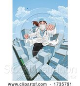 Vector Illustration of Doctor Superhero Flying Comic Book Super Hero by AtStockIllustration