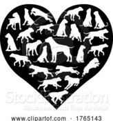 Vector Illustration of Dog Heart Silhouette Concept by AtStockIllustration