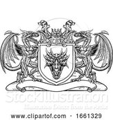 Vector Illustration of Dragon Heraldic Crest Coat of Arms Shield Emblem by AtStockIllustration