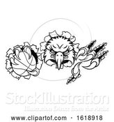 Vector Illustration of Eagle Basketball Mascot Ripping Background by AtStockIllustration