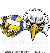 Vector Illustration of Eagle Hawk Bird Volleyball Volley Ball Mascot by AtStockIllustration