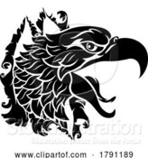 Vector Illustration of Eagle Hawk Face Head Ripping Tearing Background by AtStockIllustration