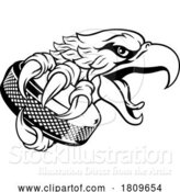 Vector Illustration of Eagle Hawk Ice Hockey Puck Team Mascot by AtStockIllustration