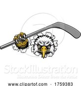 Vector Illustration of Eagle Ice Hockey Player Animal Sports Mascot by AtStockIllustration