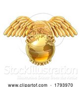 Vector Illustration of Eagle World Globe Map Earth Global Gold Planet by AtStockIllustration