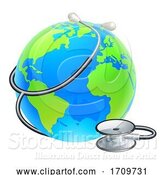 Vector Illustration of Earth World Globe with Stethoscope by AtStockIllustration