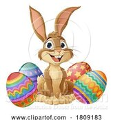 Vector Illustration of Easter Bunny and Chocolate Eggs Rabbit by AtStockIllustration