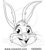 Vector Illustration of Easter Bunny Coloring Rabbit Outline by AtStockIllustration