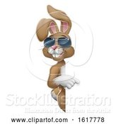 Vector Illustration of Easter Bunny Cool Rabbit Pointing by AtStockIllustration