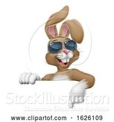 Vector Illustration of Easter Bunny Cool Rabbit Pointing by AtStockIllustration