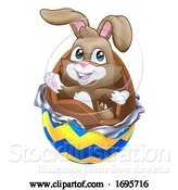 Vector Illustration of Easter Bunny Rabbit Breaking out of Chocolate Egg by AtStockIllustration