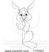 Vector Illustration of Easter Bunny Rabbit Character Peeking Sign by AtStockIllustration